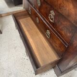 Chest of drawers in wood and gray marble with 4 drawers nineteenth century