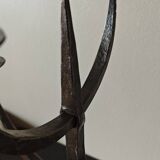 Large Brutalist Wrought Metal Candlestick - Early 20th Century