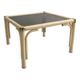 Table d'appoint en faux bambou en laiton crème italienne du milieu du siècle exotique années 1970 Vintage