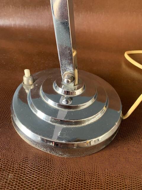 Old Art Deco desk lamp, in chrome metal-1950