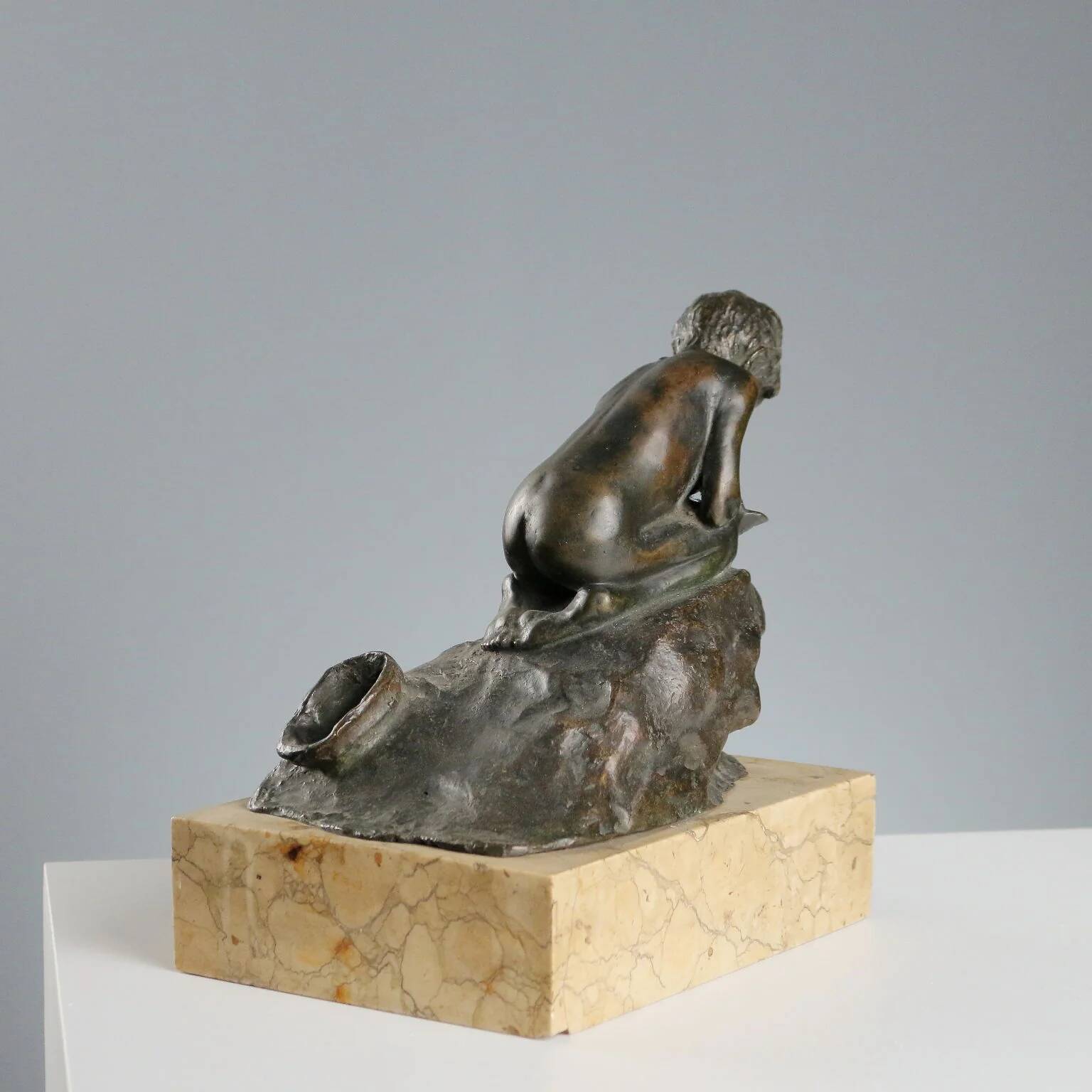 Ancient bronze figurine Vincenzo Gemito Fisherman 20th Century