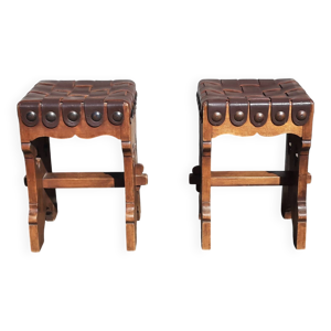 Paire de tabourets brutalistes,