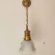 Suspension  de style art nouveau 1900 en laiton - tulipe en verre dépoli
