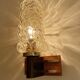 Pair Vintage Danish Bubble Blass Wood sconces