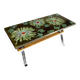 Vintage ceramic coffee table, floral patterns and chrome base.