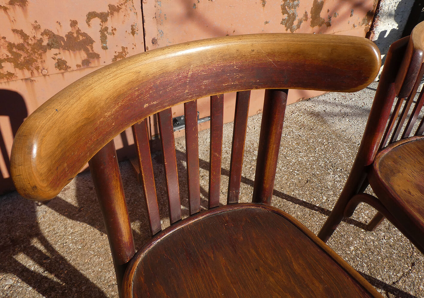 Set of 4 bistro chairs in curved wood Thonet