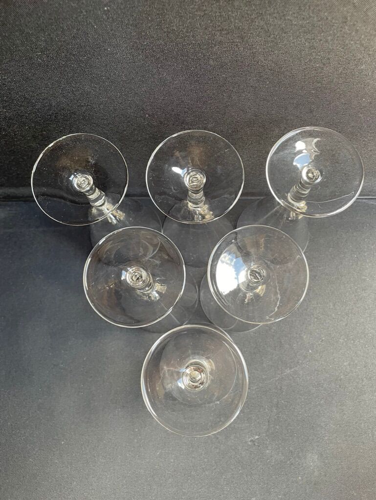 Conical foot glasses (6) - art nouveau - plain light blown crystal