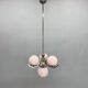 Art Deco Chrome and Pink Glass Chandelier, 1930's