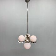 Lustre Art Déco en chrome et verre rose, années 1930