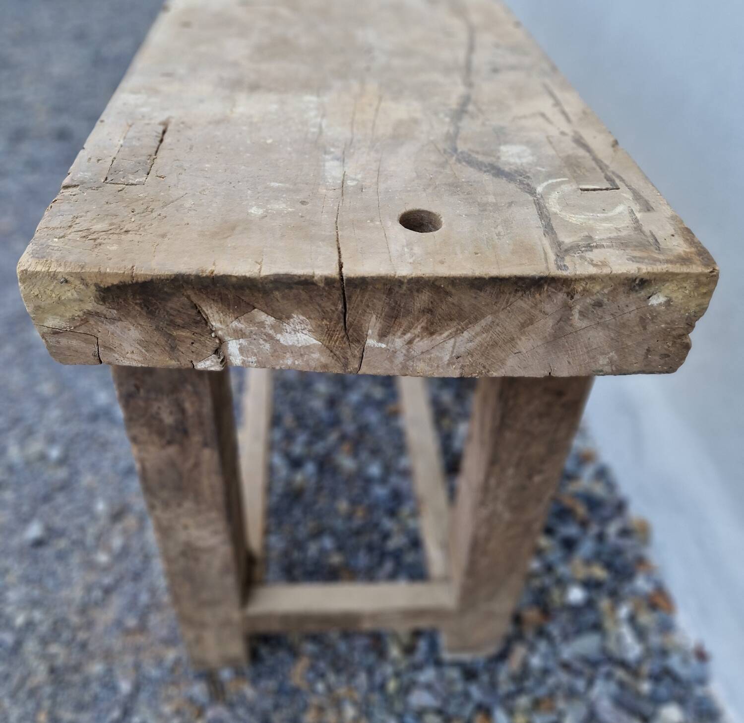Antique solid wood workbench