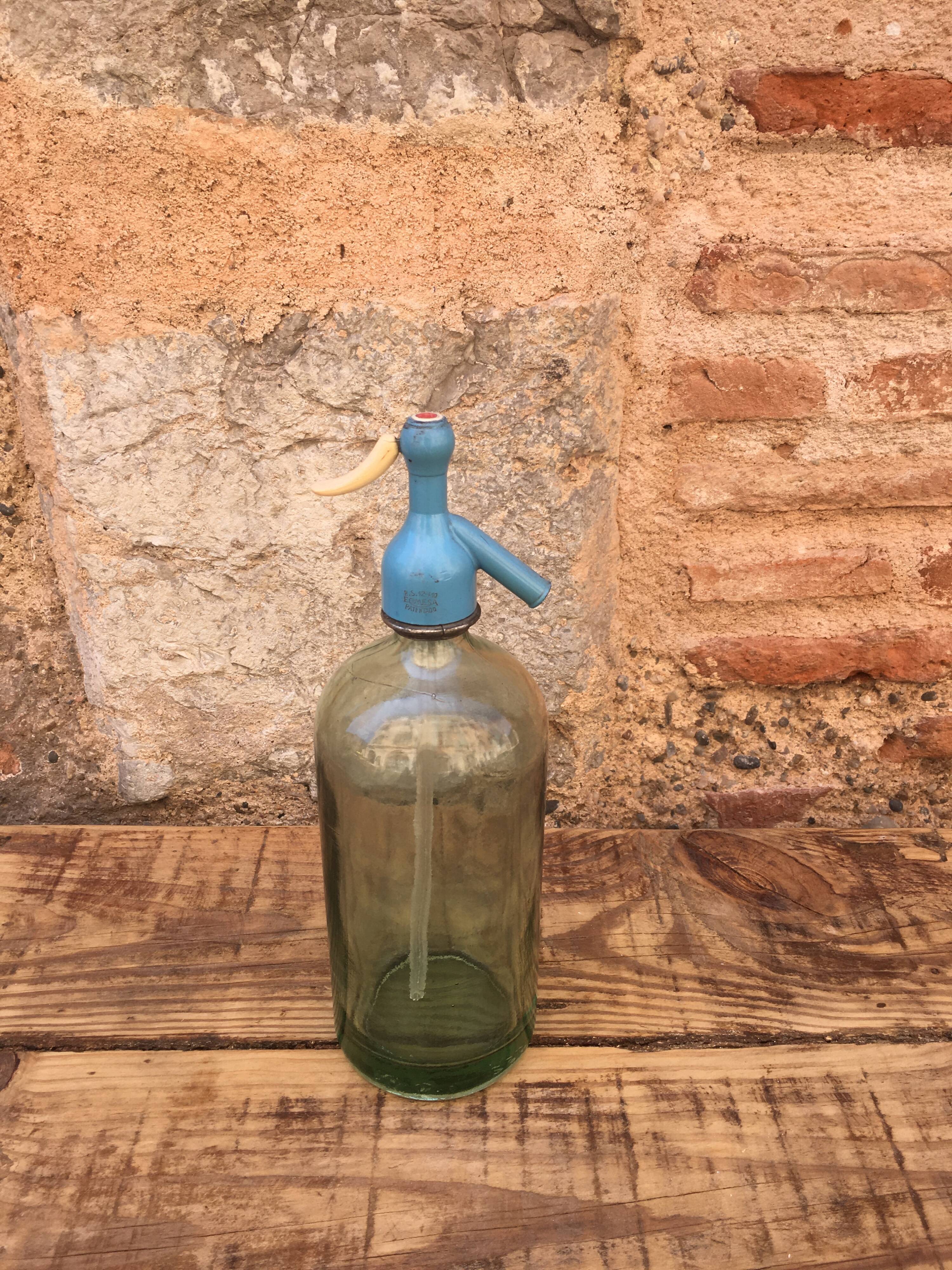 Siphon en verre bleu