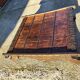 Coffee table elephant saddle in metal and copper wood