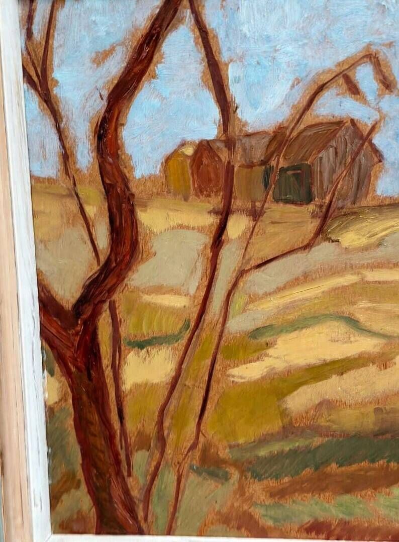 Original Swedish Oil on Panel – "Autumn Landscape" – Signed – Vintage and Framed – 46 × 36 cm (18.1" × 14.2")