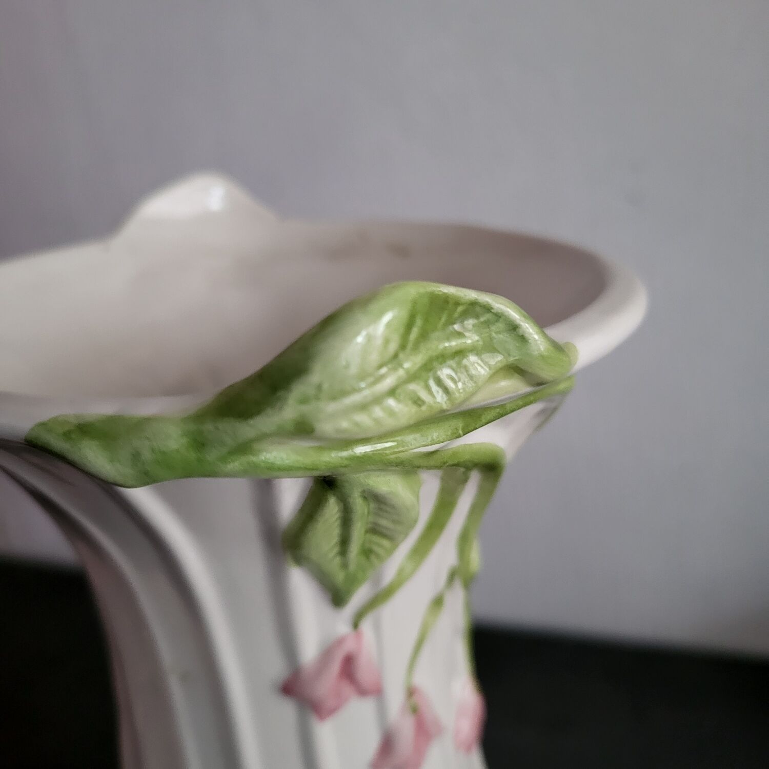 Vintage twisted barbotine vase