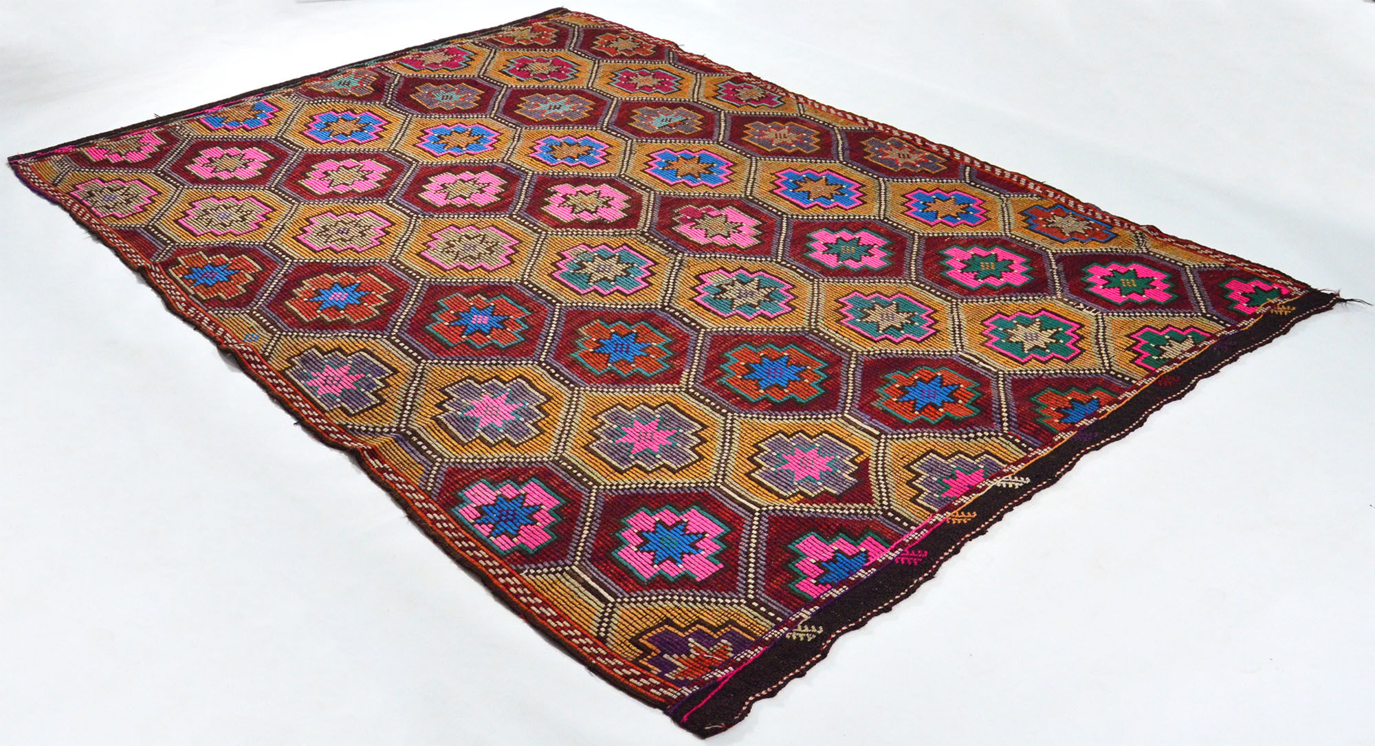 Anatolian handmade kilim rug 281 cm x 201 cm