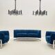 Pair of Large Chromed and Smoked glass chandelier