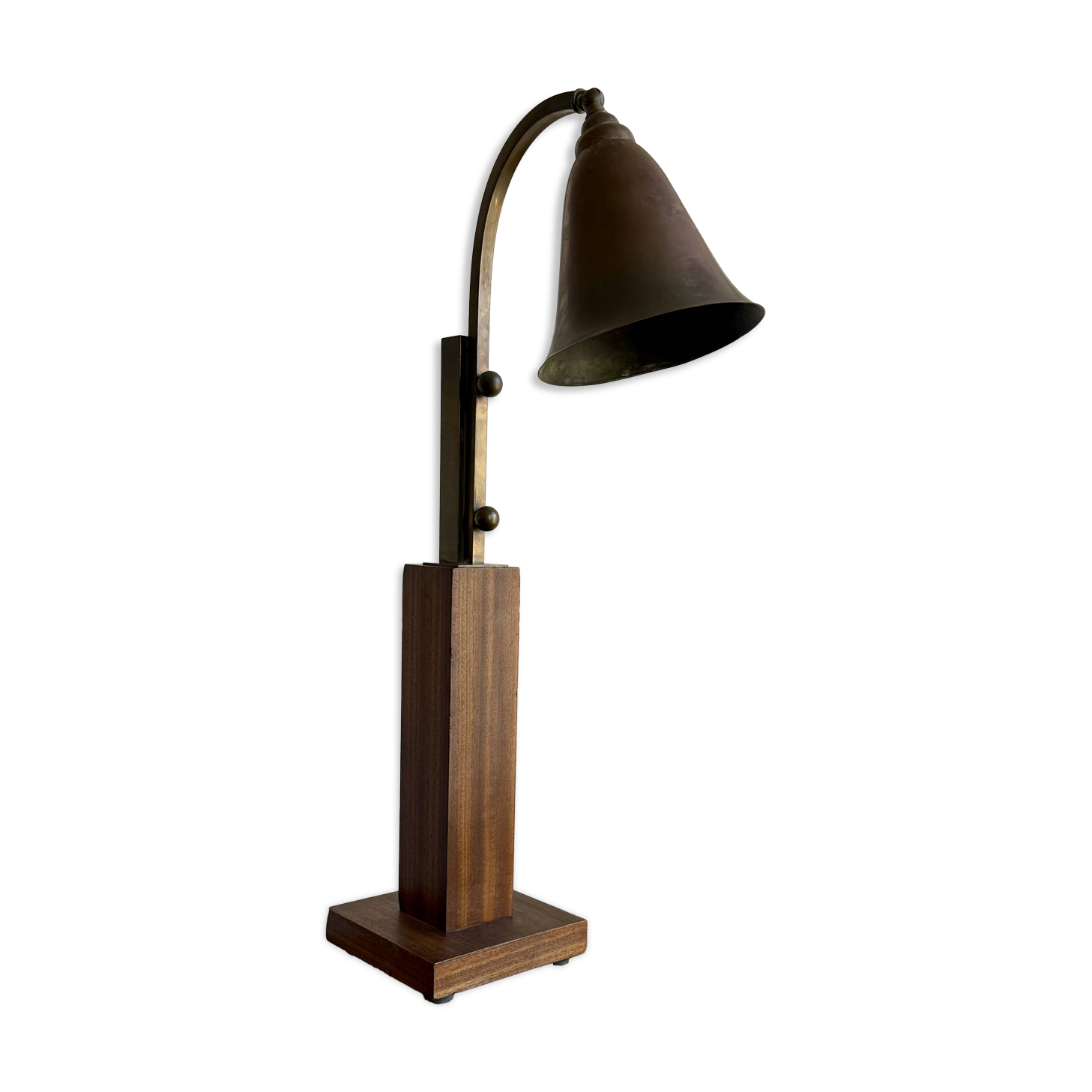 Art Deco table lamp in wood and brass