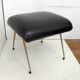 Footrest / stool 1960s with tapered gold legs & faux leather seat