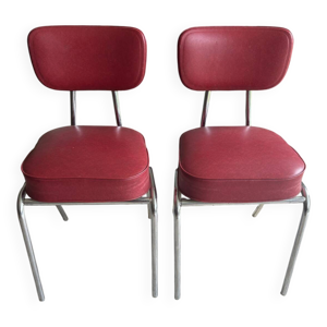 2 chaises vintage simili