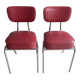 2 vintage red faux leather chairs