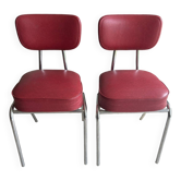 2 vintage red faux leather chairs