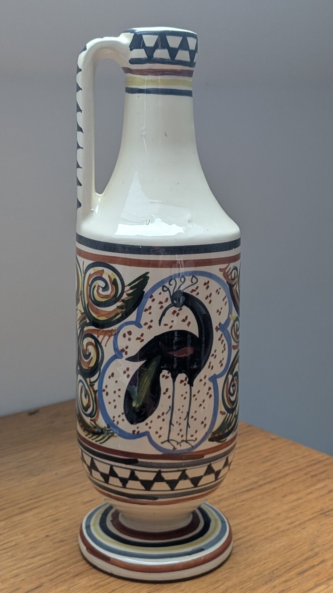 large jug from Vallauris, signed, hand-painted