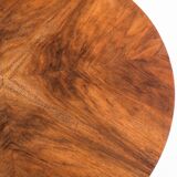 Art Deco style pedestal table in walnut wood veneer. France, 40's