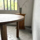 Brutalist round table in solid oak, 1950s.