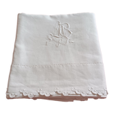 Sheet hand embroidered thread monogram A.B.