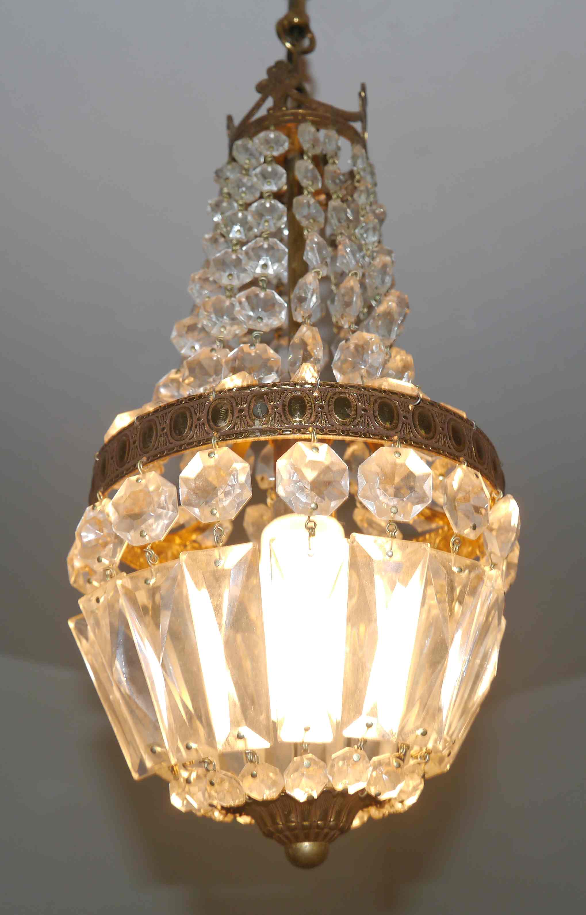 Suspension chandelier with metal and glass grapevines manufactured 60's / 70's