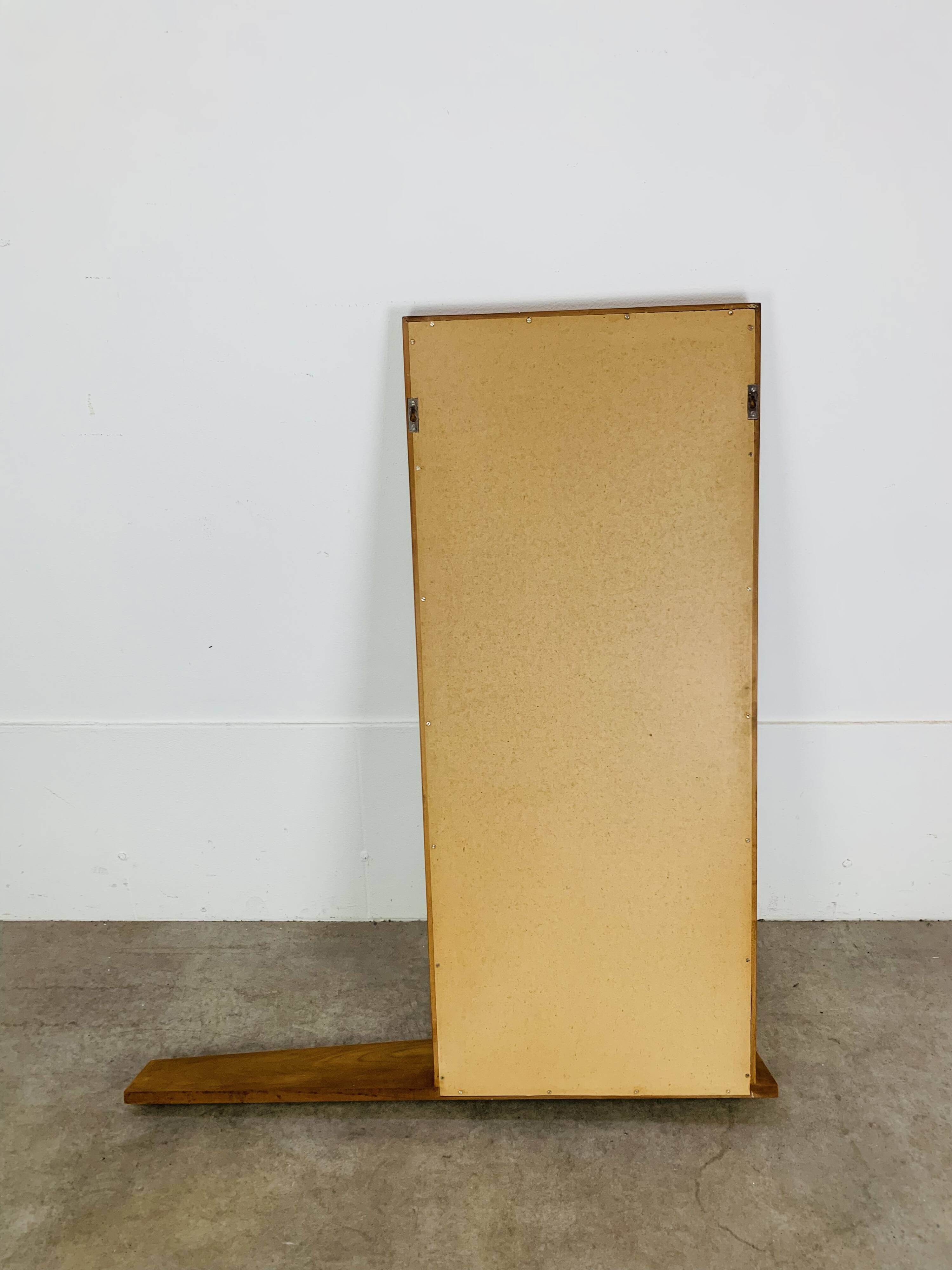 Scandinavian mirror with asymmetrical shelf in wood, 1960s