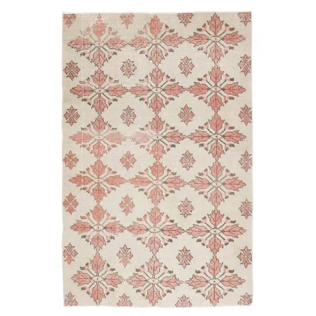1970s Turkish Oushak Handmade Wool Cotton Beige Area Rug 134x211