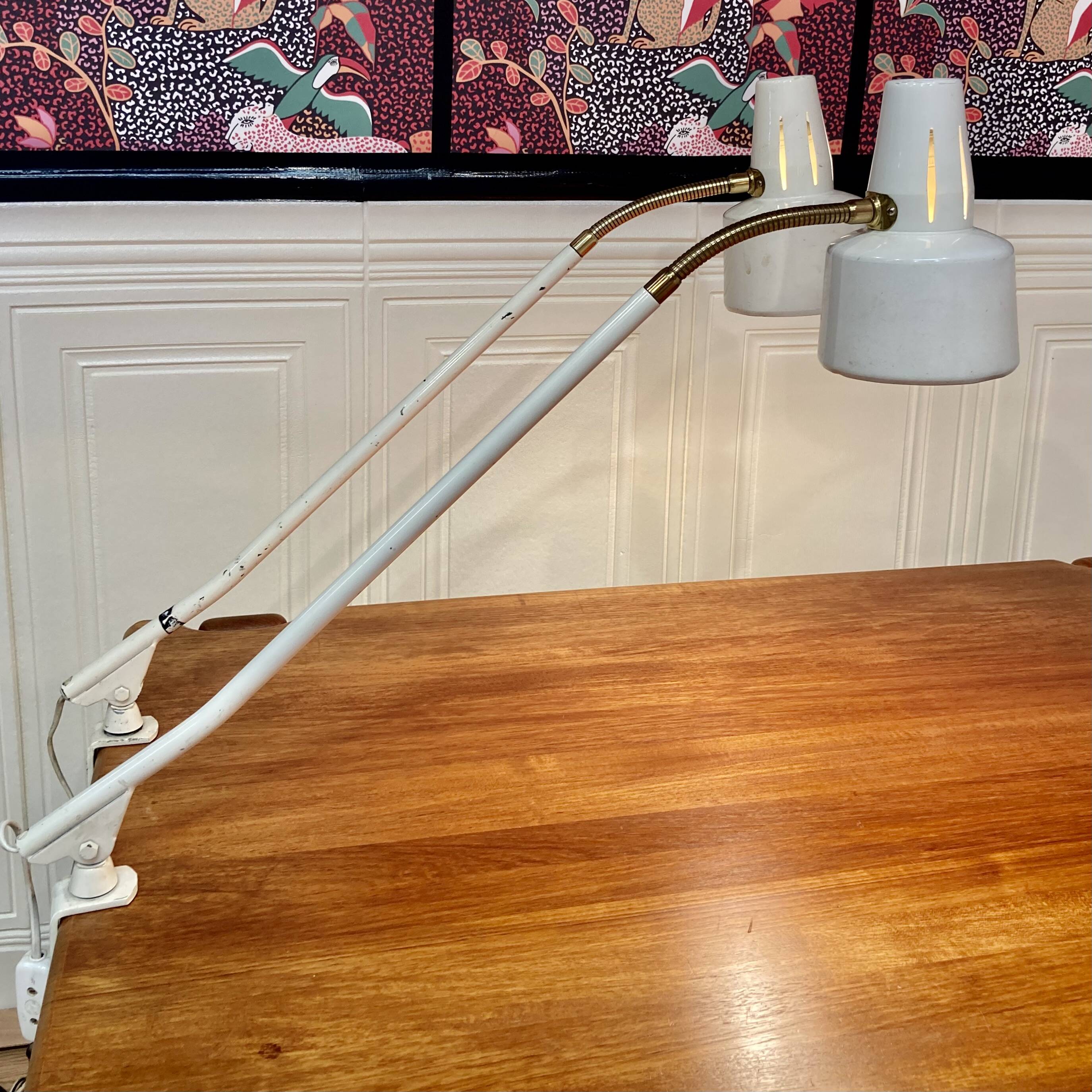 Pair of large industrial lamps 1950.