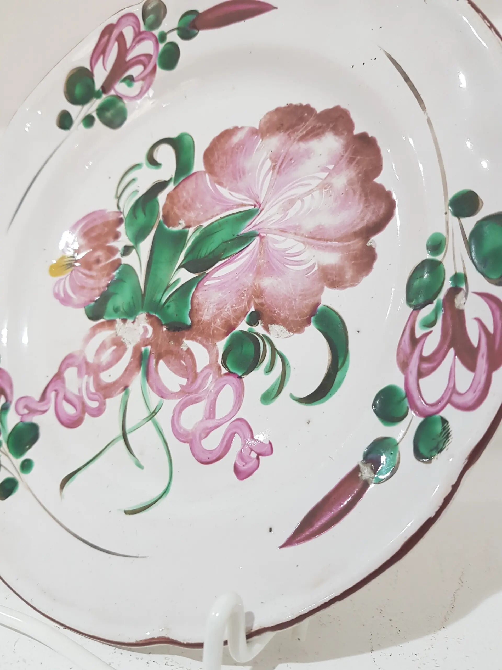 Decorative plate St. Clement, hand-painted ceramic, France, 19th century