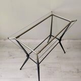 Antique side table made of metal and glass