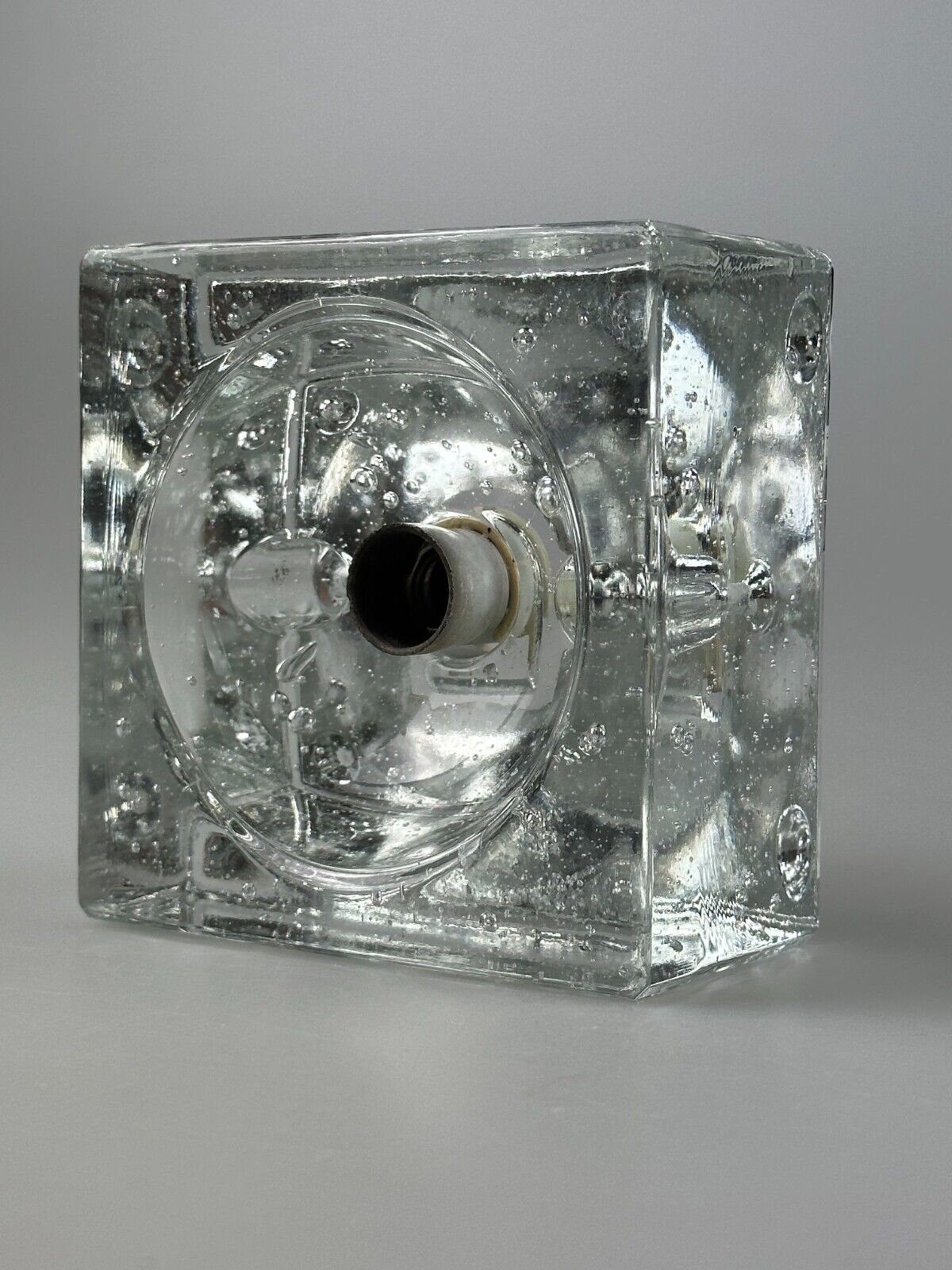 60s 70s Wall Lamp Ice Glass Cube Wall Sconce by Müller & Zimmer Germany