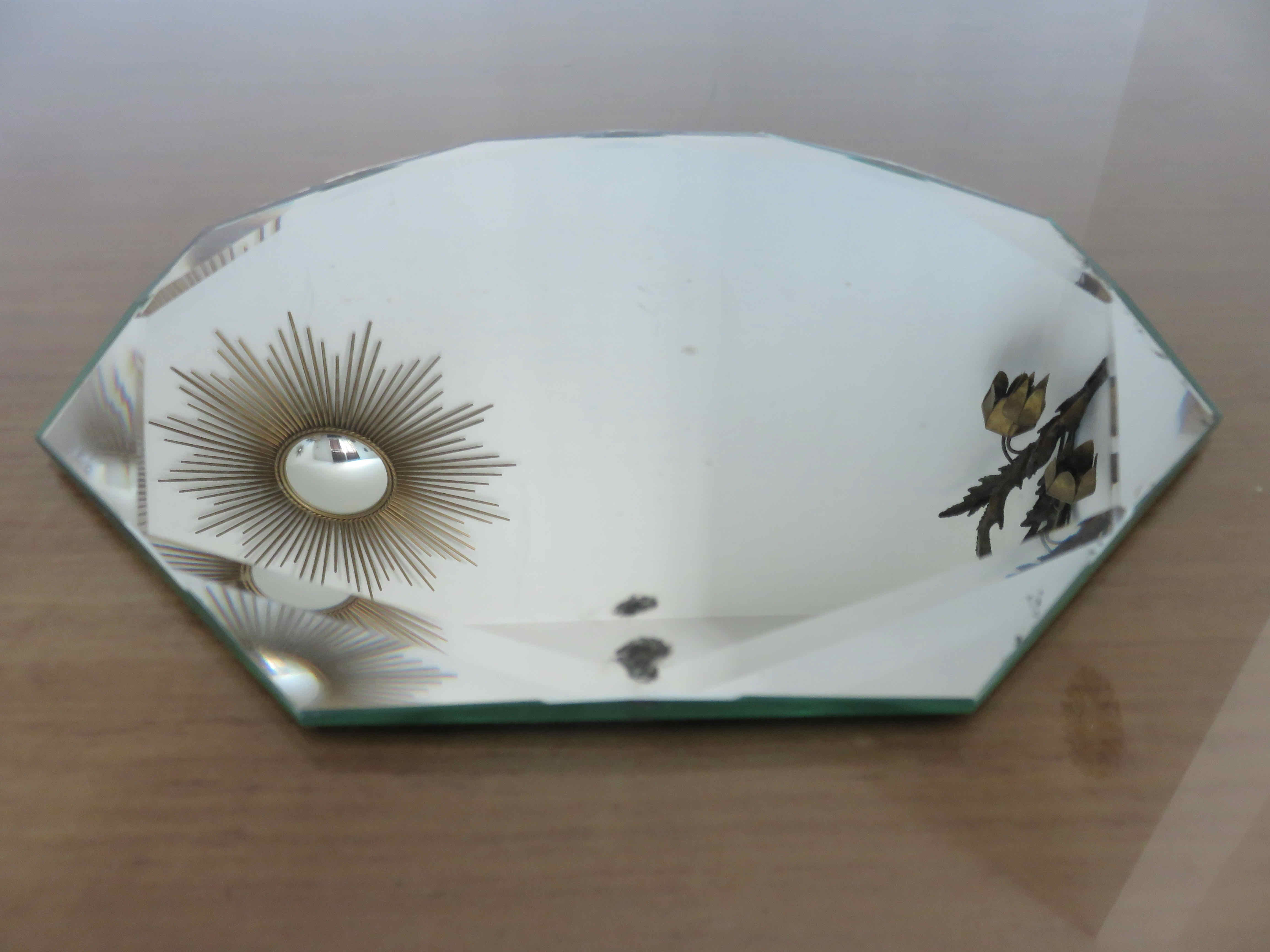 Beveled octagonal mirror 40s 50s 27 cm X 27 cm