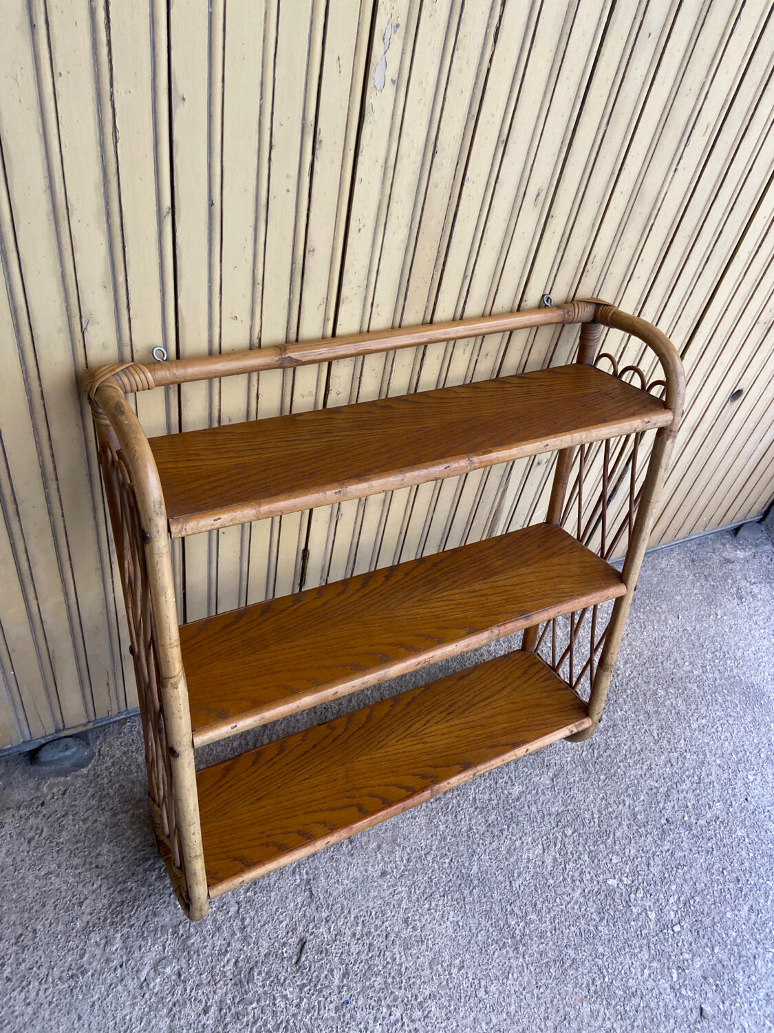 Vintage wall rattan shelf