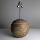 Paire de pieds de lampes de table en bois laminé et laiton, années 1960