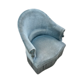 Toad armchair with vintage velvet blue fringe