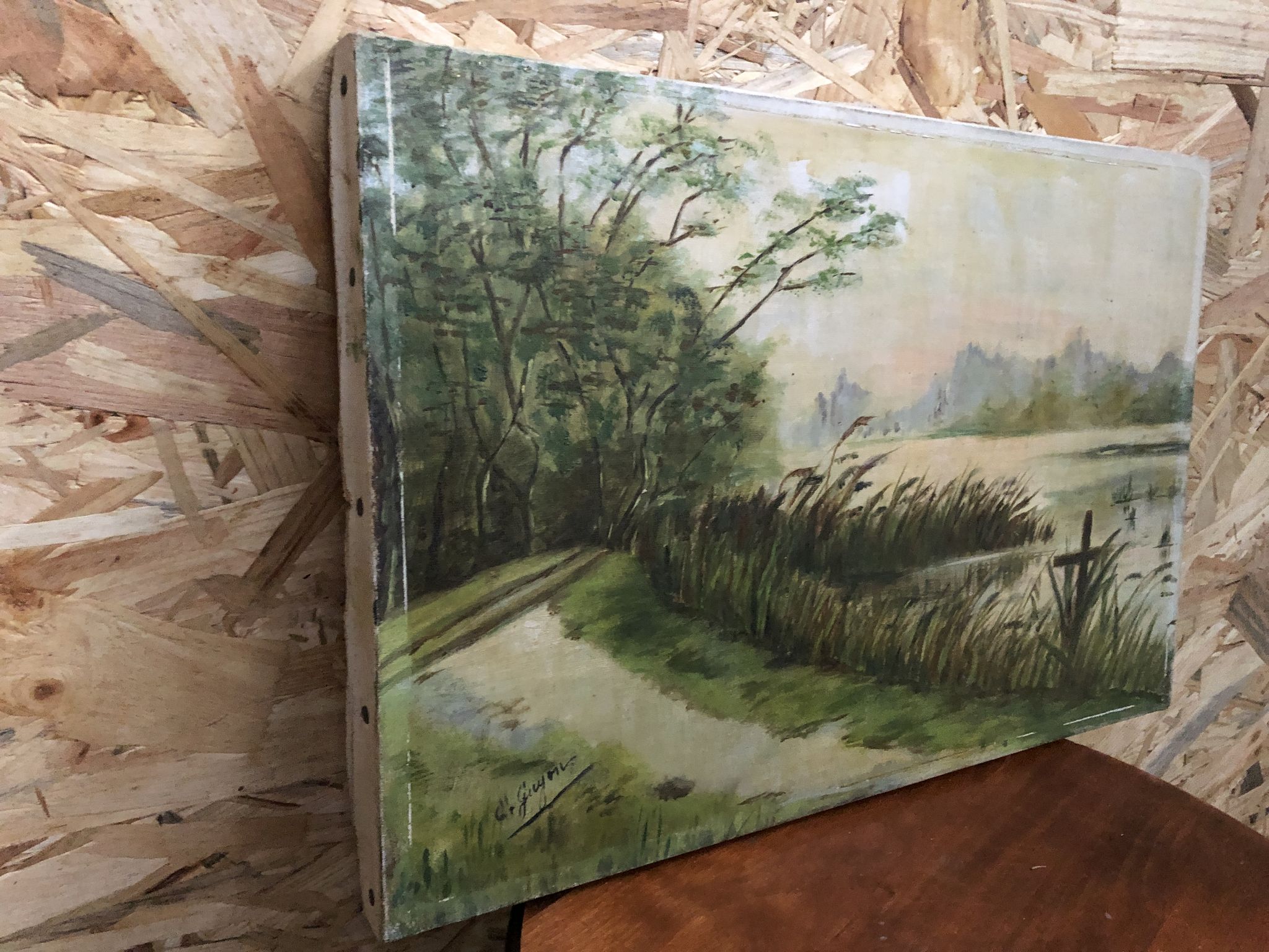 Old painting oil on canvas C. Guyon campaign in winter XIXth