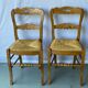 2 solid wood and straw dining chairs
