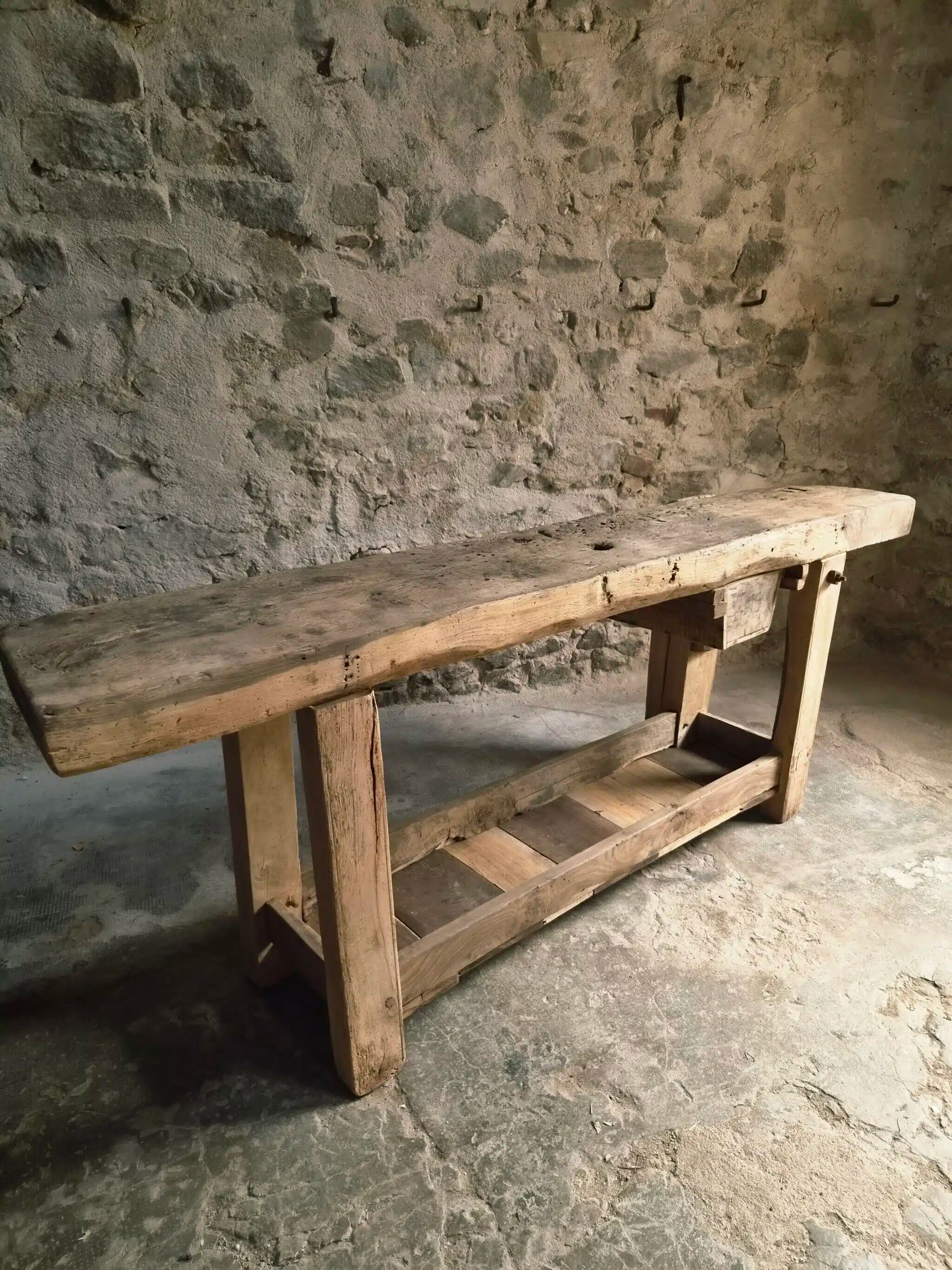 Ancient French oak table | Rustic console | 19th century