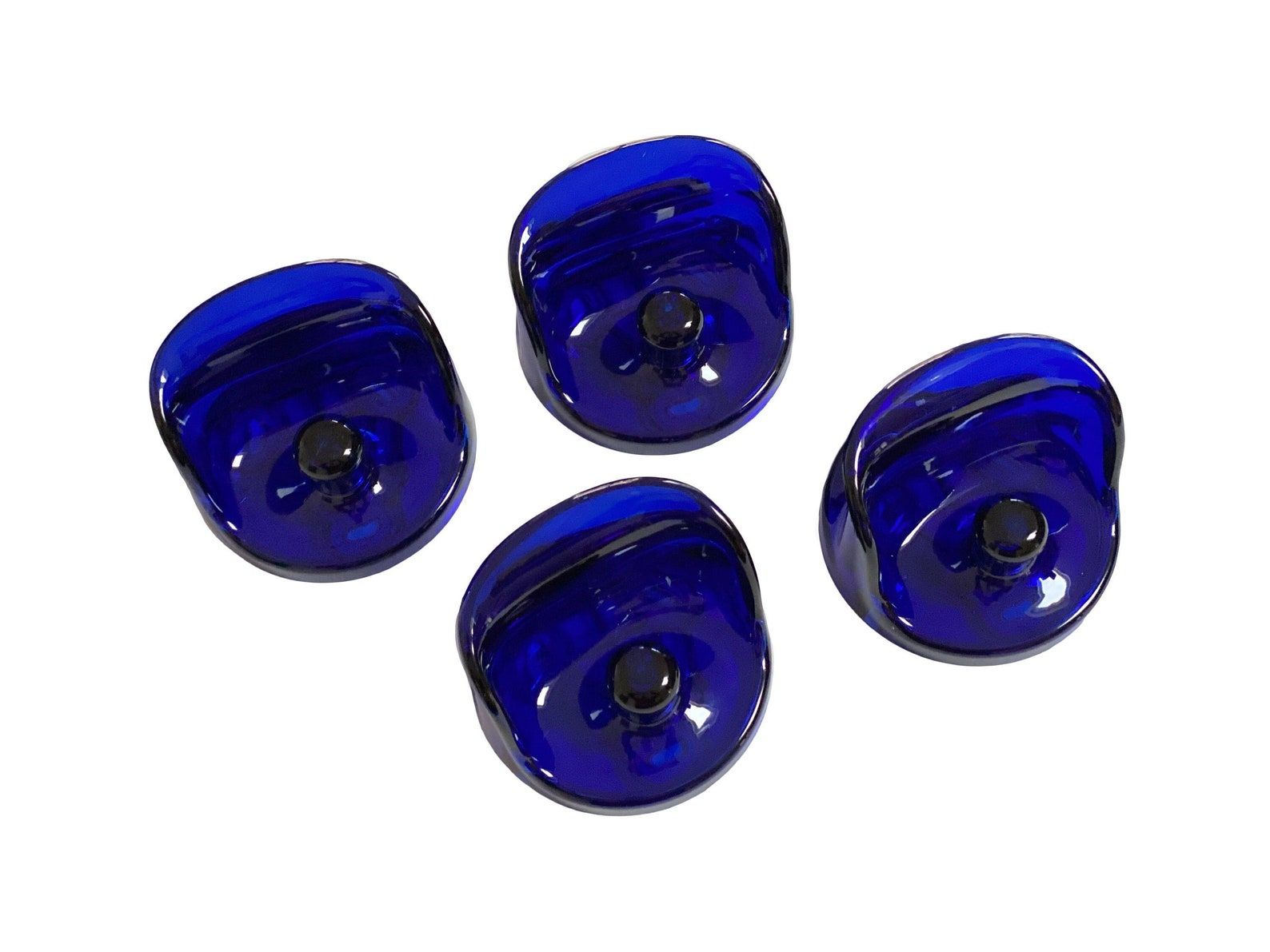 Set of 4 dark blue Kartell coat hooks, Olaf von Bohr Space Age, Italian Design
