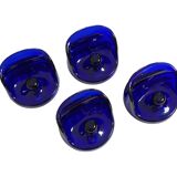 Set of 4 dark blue Kartell coat hooks, Olaf von Bohr Space Age, Italian Design