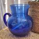 Vintage blue glass pitcher