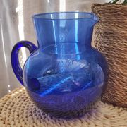 Vintage blue glass pitcher