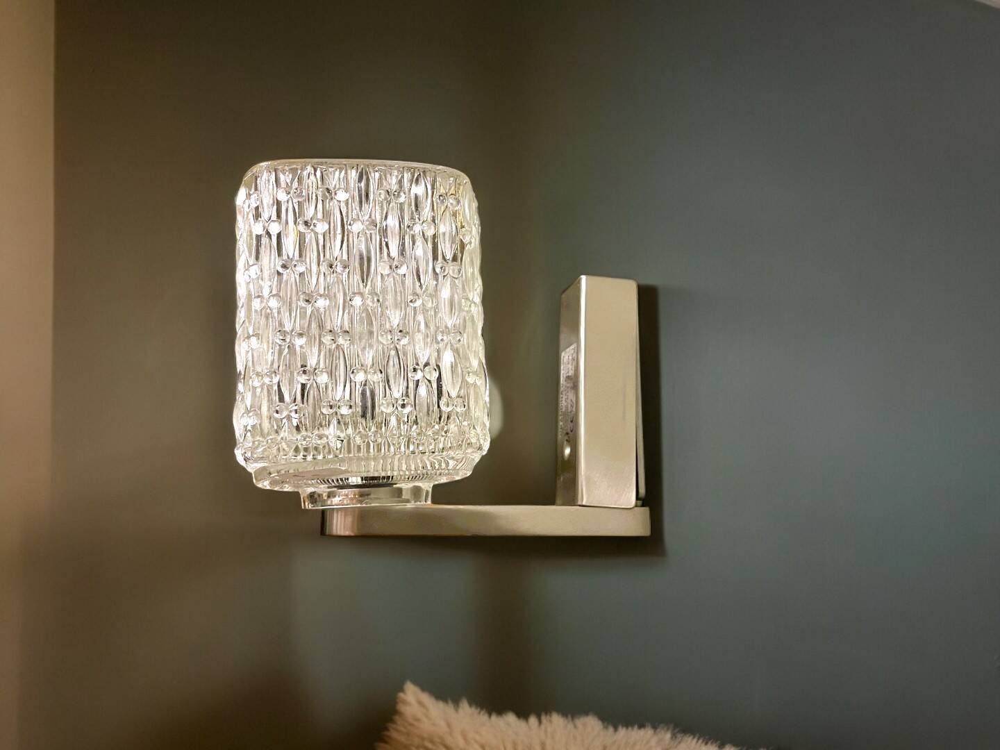 Portuguese mid-century retro glass wall sconce lamp
