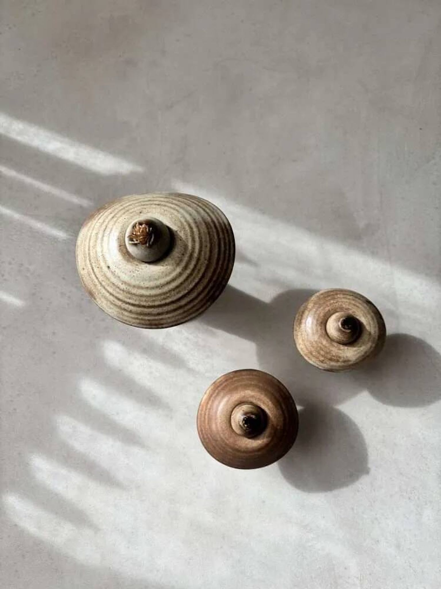 Set of three ceramic mushroom oil lamps by Freek Berends from the 1970s.