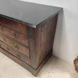Chest of drawers in wood and gray marble with 4 drawers nineteenth century